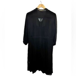 Wrap Made In London 100% Viscose Button Down Tie Front Sheer Dress with Slip EUC
